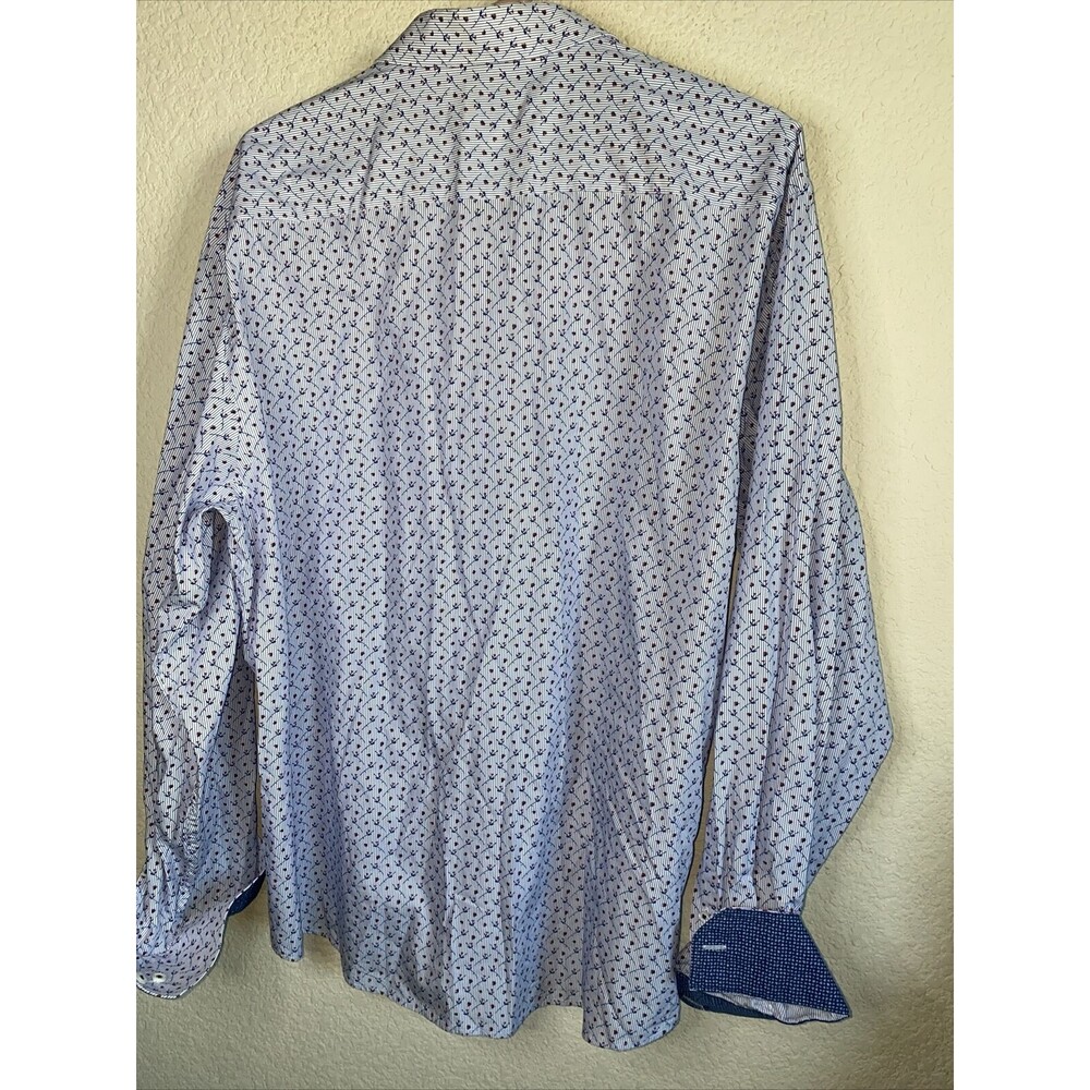 BUGATCHI UOMO contrast cuff Rose Paisley Stripes floral geometric XXL Men Shirt - Picture 9 of 11